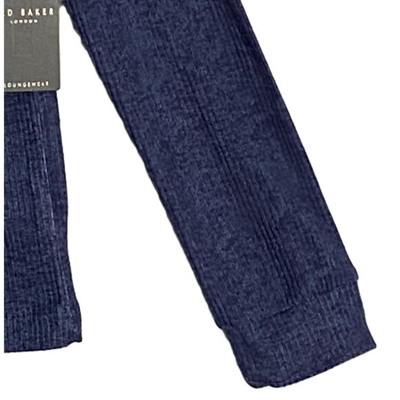 Ted Baker London T-Shirt Men's Small Ribbed Crew Neck Long Slv Navy Heather NEW - Picture 5 of 11
